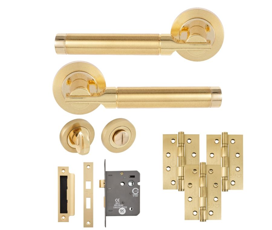 Eclipse Insignia Satin & Polished Brass Elettra Bathroom Door Pack | 102x67mm (4