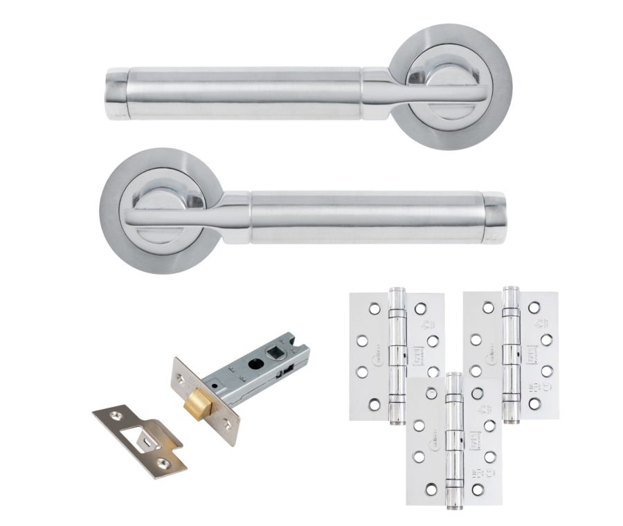 Eclipse Insignia Polished & Satin Chrome Elettra Latch Door Pack | 102x76mm (4