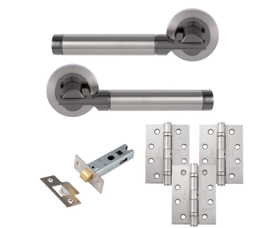 Eclipse Insignia Satin & Black Nickel Elettra Latch Door Pack | 102x76mm (4
