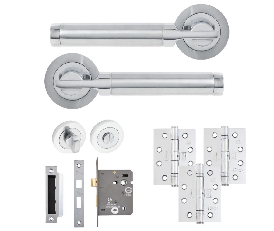 Eclipse Insignia Polished & Satin Chrome Elettra Bathroom Door Pack | 102x76mm (4
