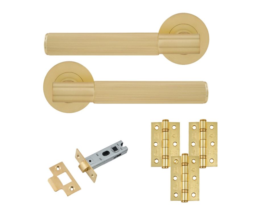 Eclipse Insignia Satin Brass Linear Latch Door Pack | 76x51mm (3