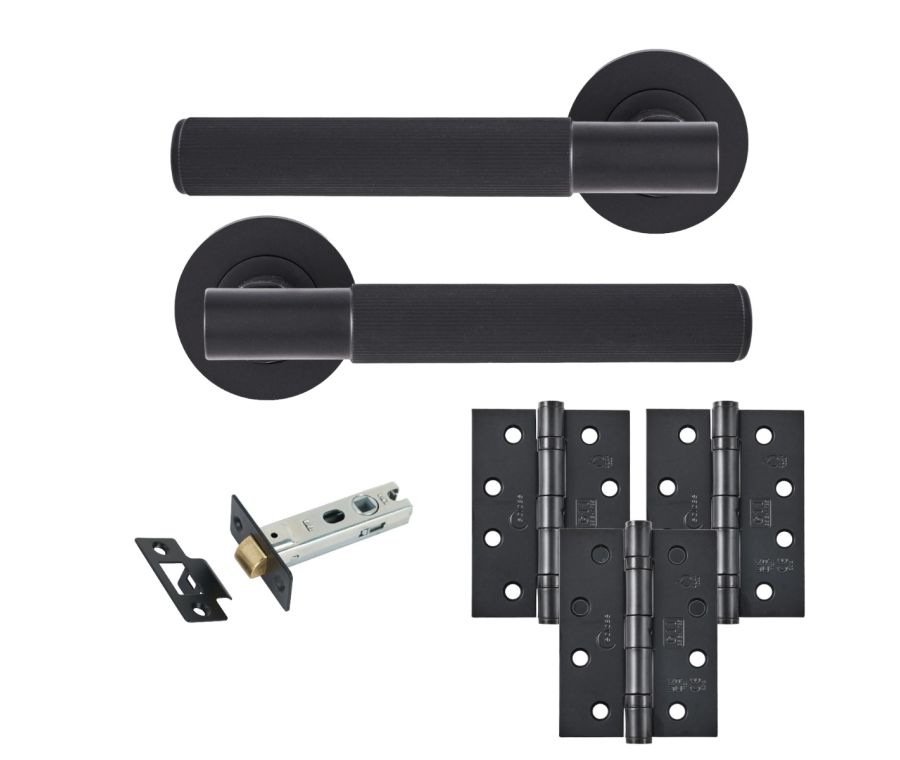 Eclipse Insignia Matt Black Linear Latch Door Pack | 102x76mm (4