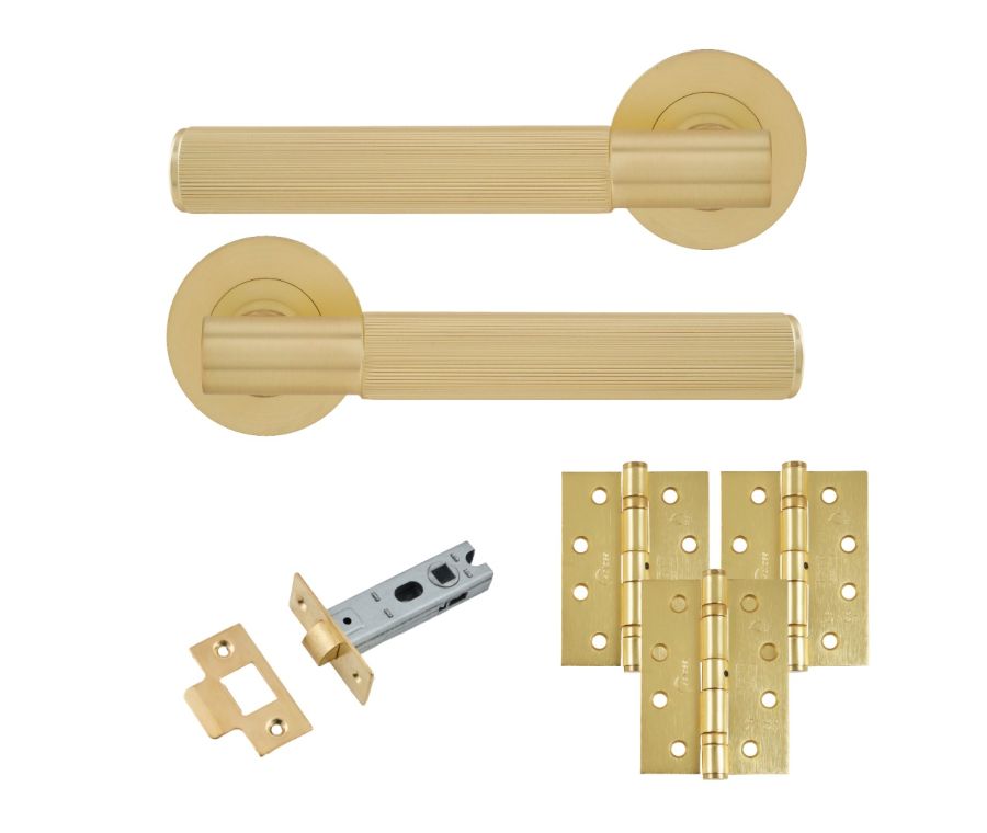 Eclipse Insignia Satin Brass Linear Latch Door Pack | 102x76mm (4