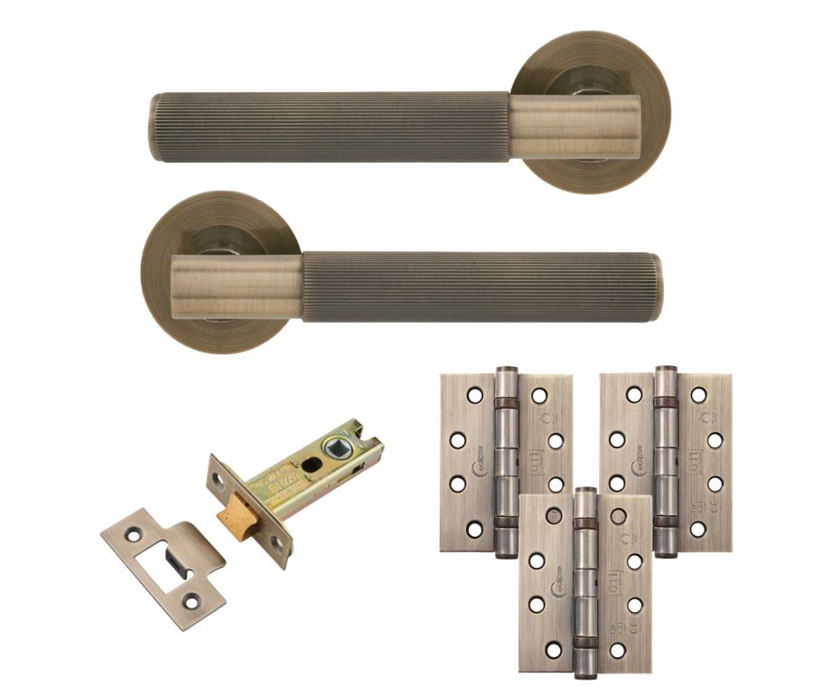 Eclipse Insignia Antique Brass Linear Latch Door Pack | 102x76mm (4