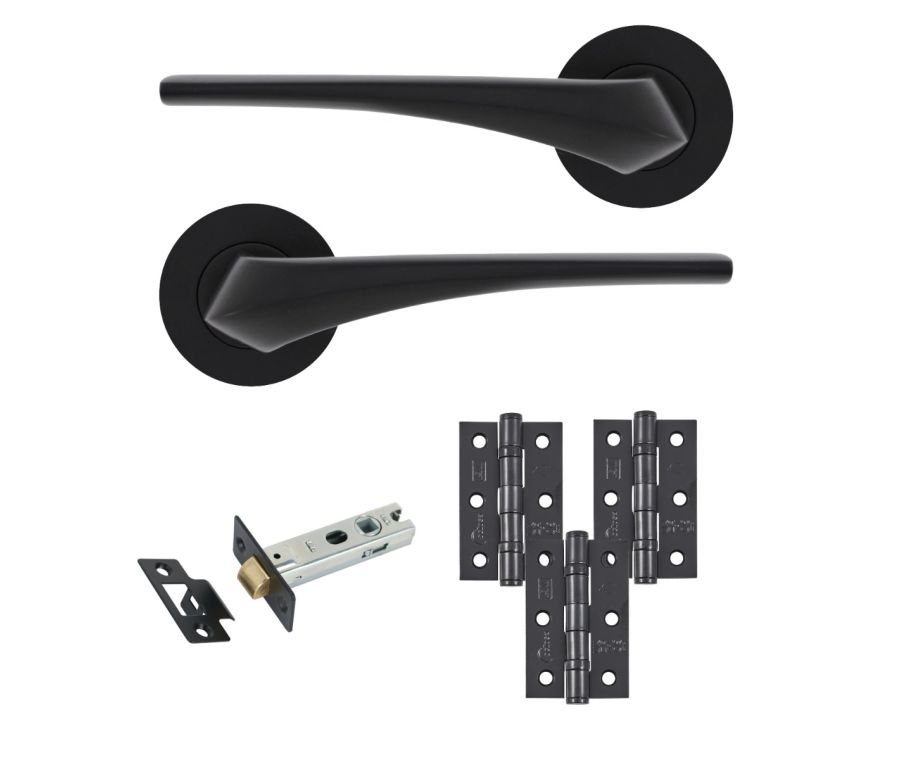 Eclipse Insignia Matt Black Lanza Latch Door Pack | 76x51mm (3