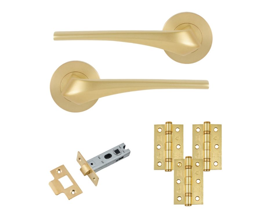 Eclipse Insignia Satin Brass Lanza Latch Door Pack | 76x51mm (3