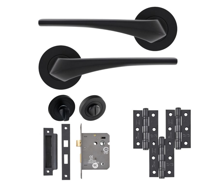 Eclipse Insignia Matt Black Lanza Bathroom Door Pack | 76x51mm (3