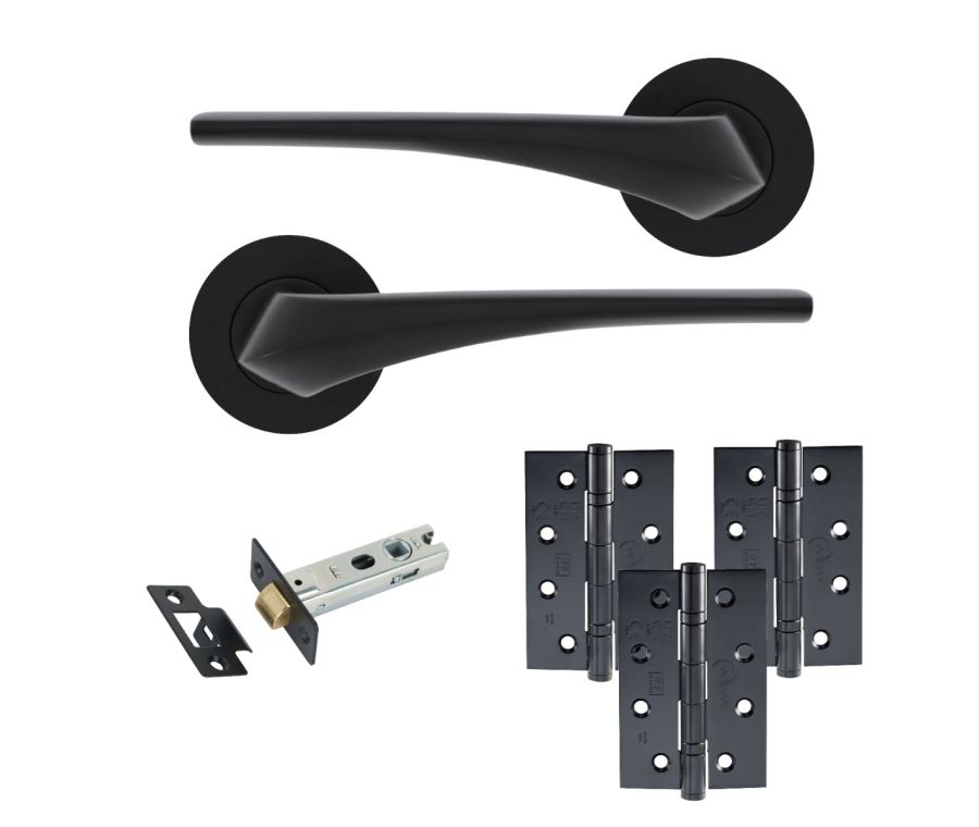 Eclipse Insignia Matt Black Lanza Latch Door Pack | 102x67mm (4