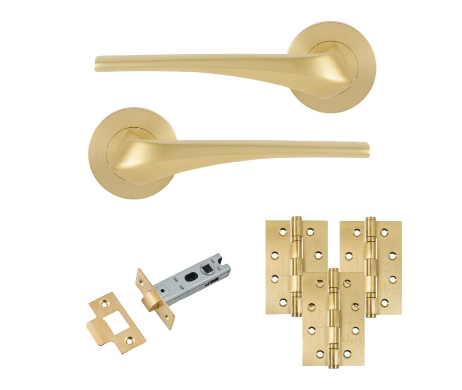 Eclipse Insignia Satin Brass Lanza Latch Door Pack | 102x67mm (4