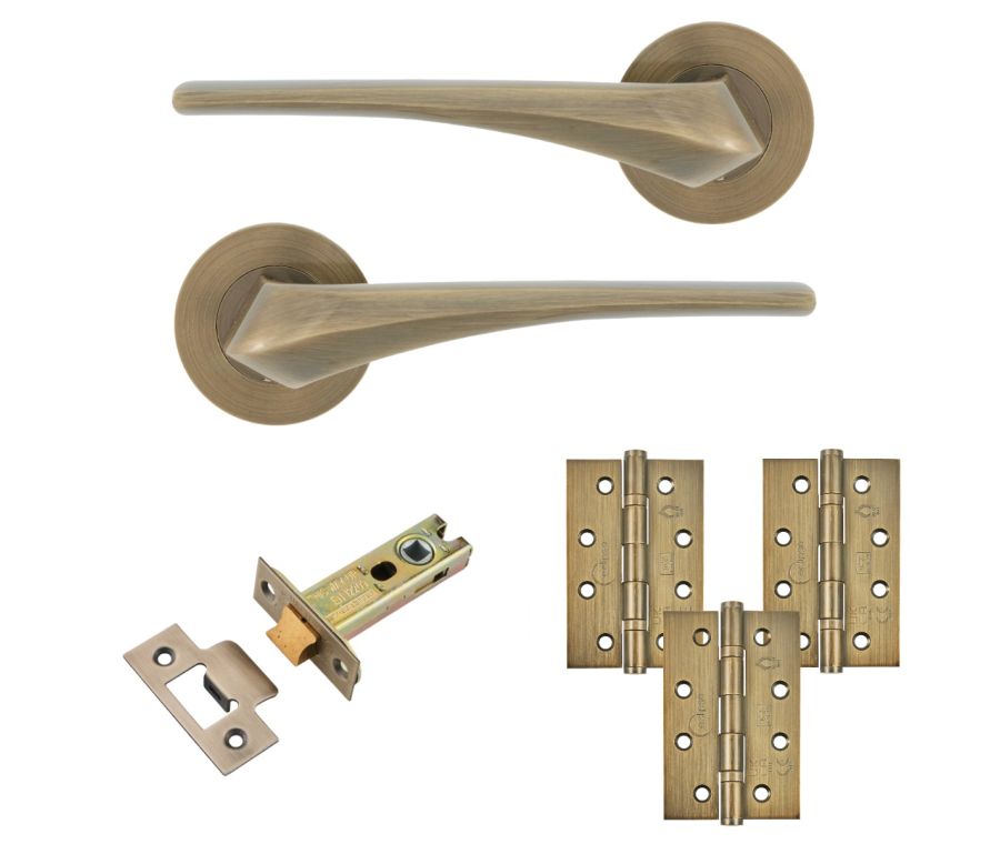 Eclipse Insignia Antique Brass Lanza Latch Door Pack | 102x67mm (4
