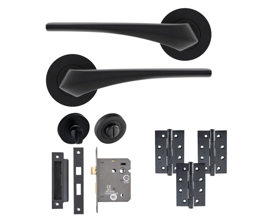 Eclipse Insignia Matt Black Lanza Bathroom Door Pack | 102x67mm (4