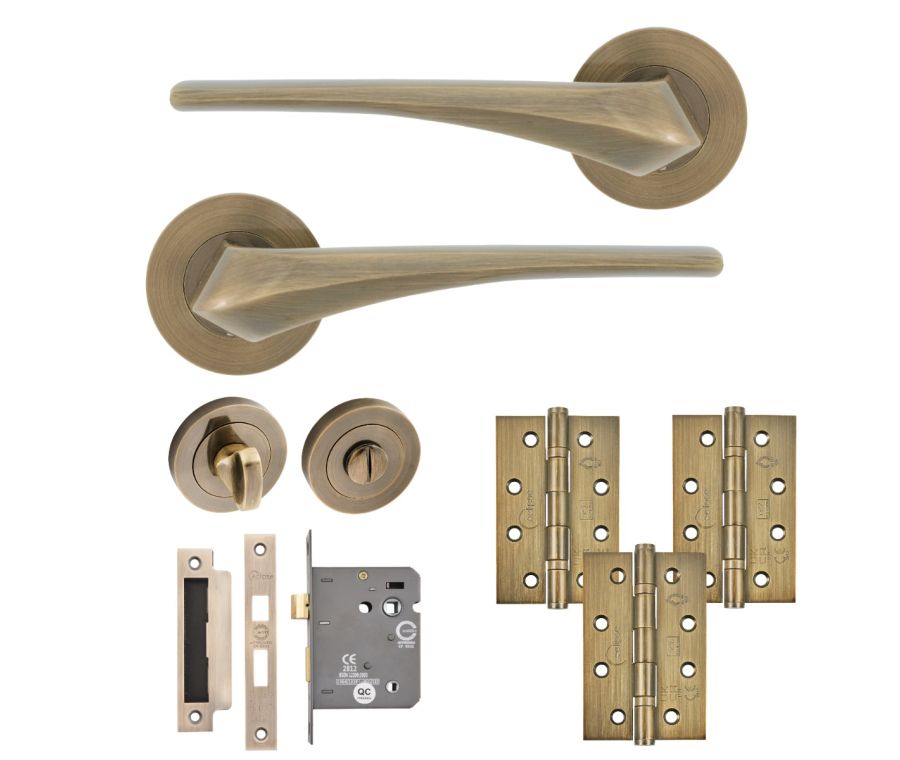 Eclipse Insignia Antique Brass Lanza Bathroom Door Pack | 102x67mm (4
