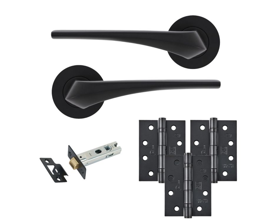 Eclipse Insignia Matt Black Lanza Latch Door Pack | 102x76mm (4