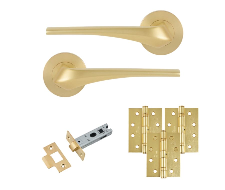 Eclipse Insignia Satin Brass Lanza Latch Door Pack | 102x76mm (4