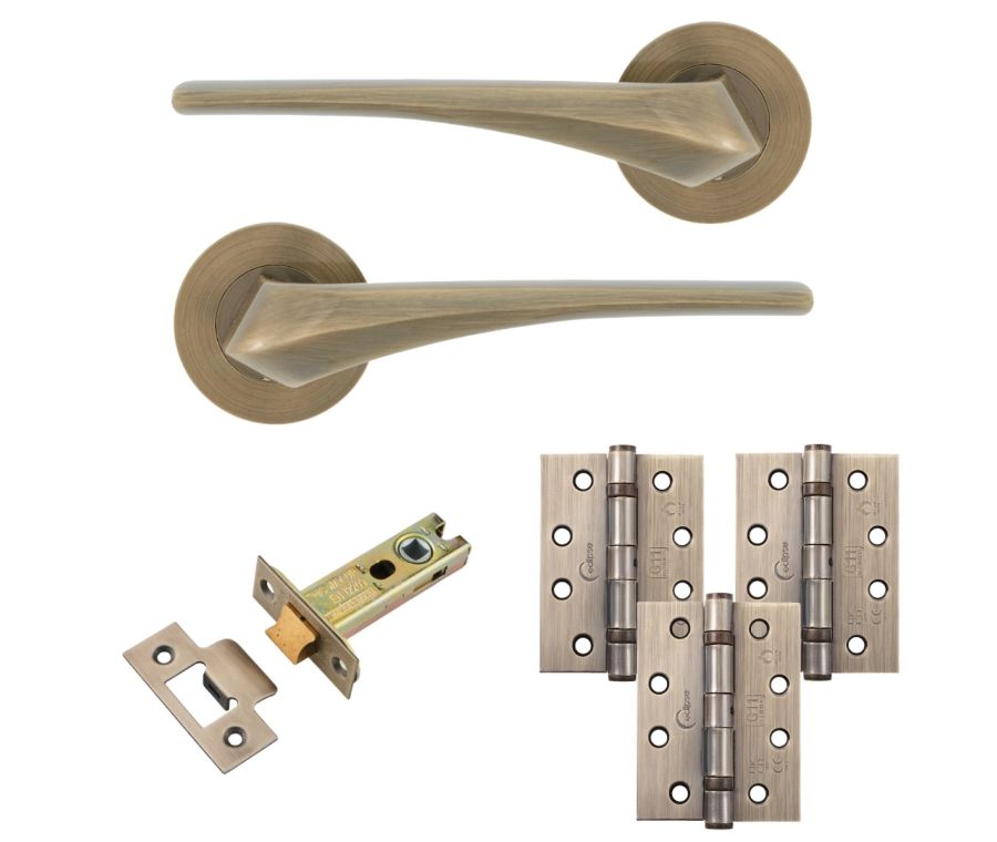 Eclipse Insignia Antique Brass Lanza Latch Door Pack | 102x76mm (4