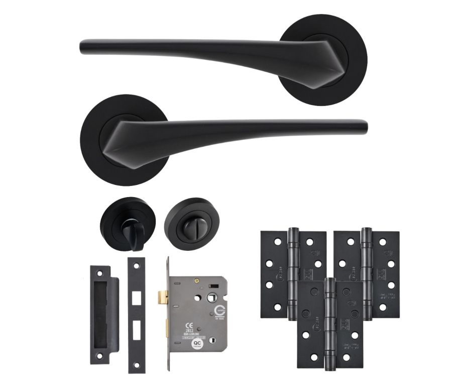 Eclipse Insignia Matt Black Lanza Bathroom Door Pack | 102x76mm (4