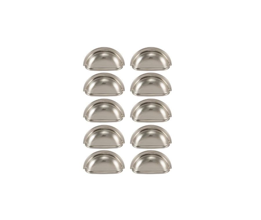 Pack 10 x Satin Nickel 76mm Traditional Cup Pull