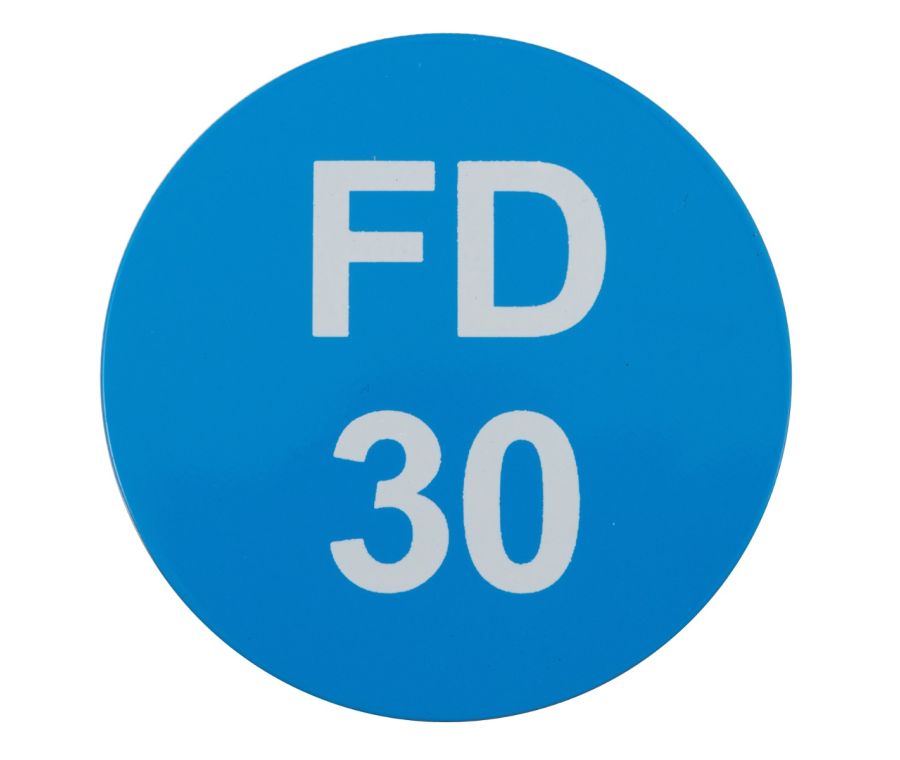 Satin Stainless Steel 50mm Self Adhesive FD30 Sign | 34759