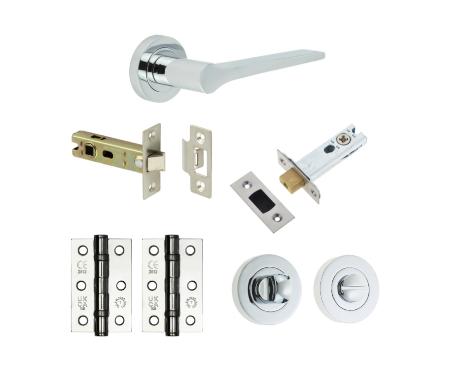 Polished Chrome Belgravia Bathroom Door Handle Set