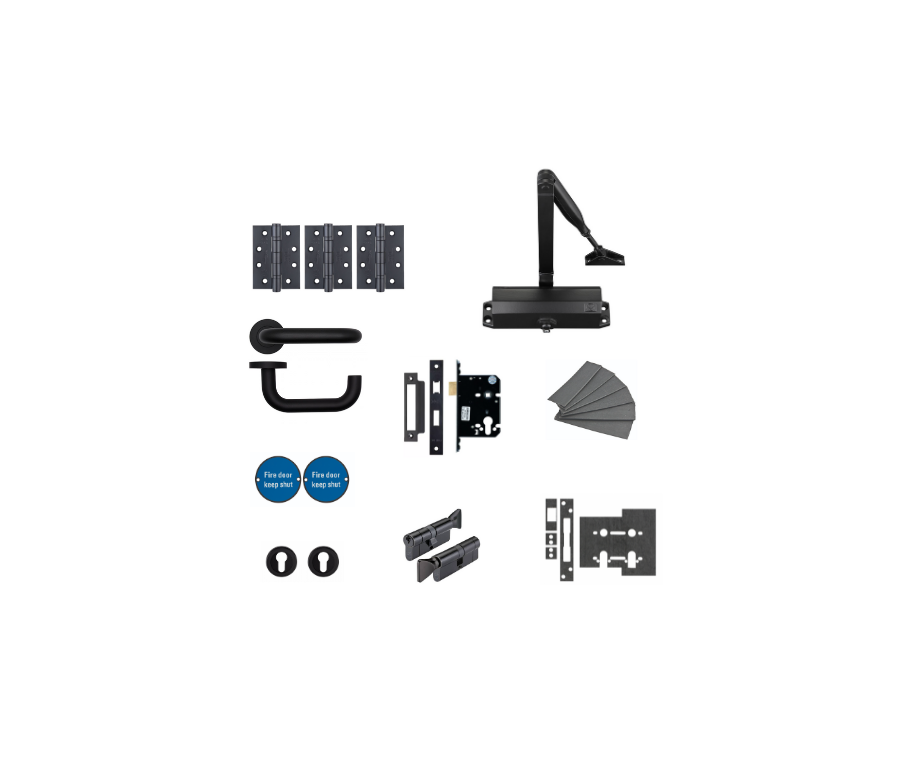 Architectural Office Fire Door Locking Kit Matt Black | KITA3-FDP-A3-BK