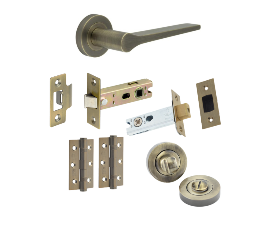 Antique Brass Belgravia Bathroom Door Handle Set