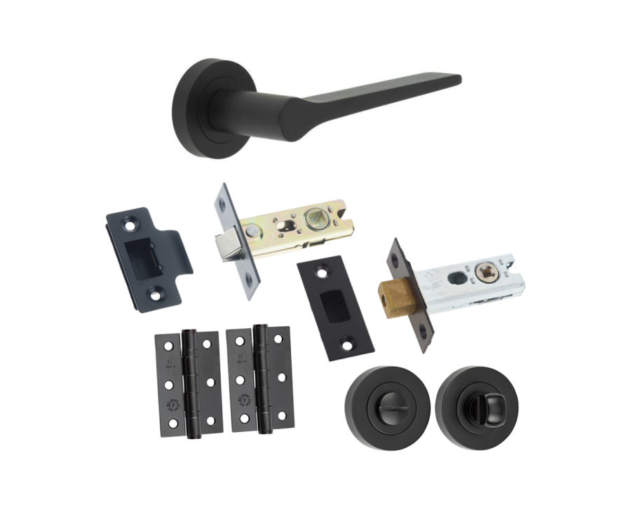 Matt Black Belgravia Bathroom Door Handle Set