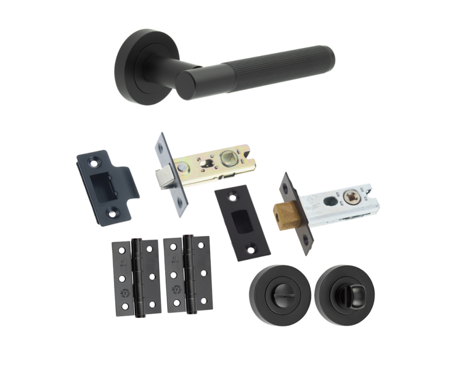 Matt Black Chelsea Bathroom Door Handle Set