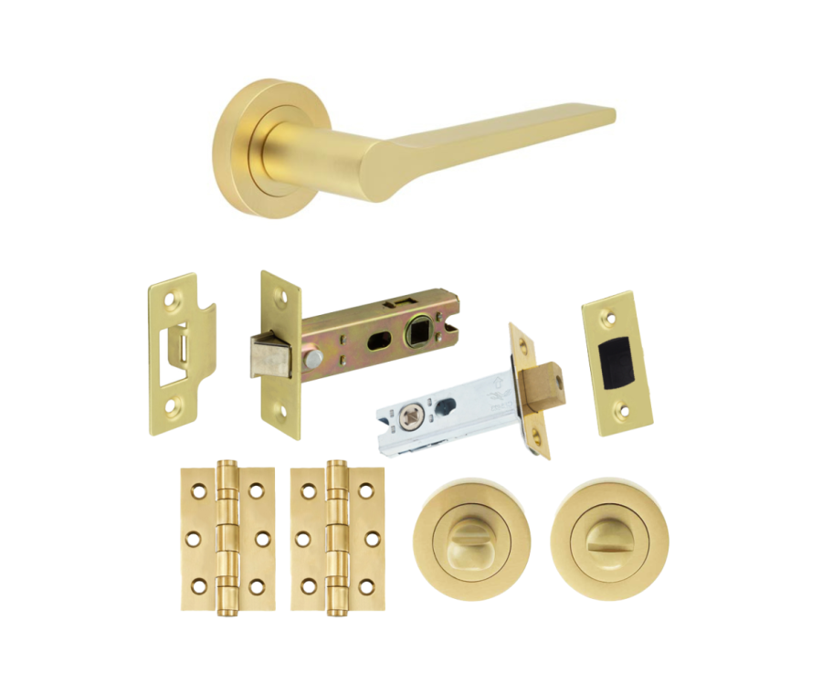 Satin Brass Belgravia Bathroom Door Handle Set