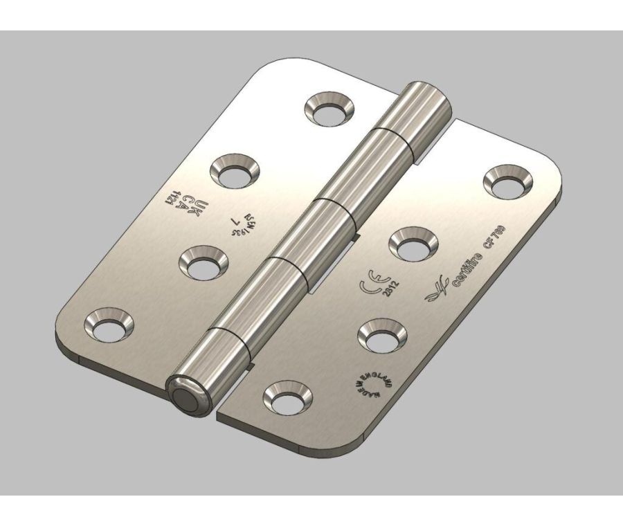 Pair Nico 451 Grade 7 Strong Fixed Pin Butt Hinge Radius Corners 100x73mm