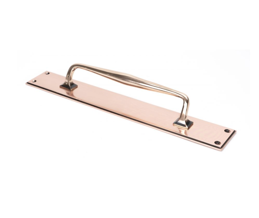From the Anvil Polished Bronze Large Art Deco Pull Handle on plate | 45378
