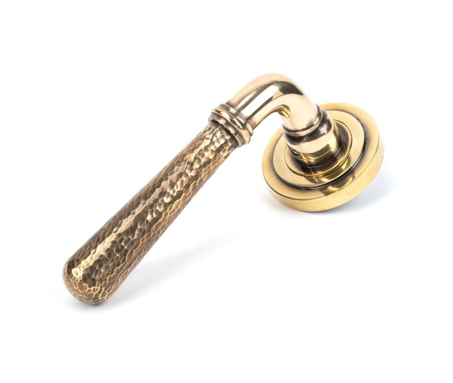 Set Aged Brass Hammered Newbury Lever on Art Deco rose | 46070 | 50038