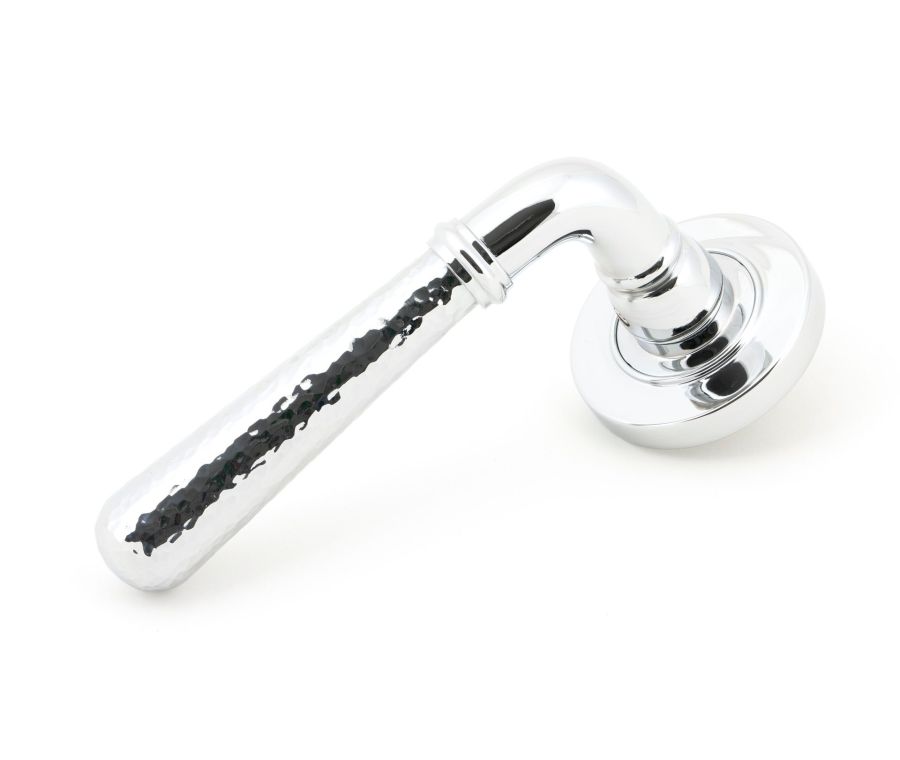 Set Polished Chrome Hammered Newbury Lever on Plain rose | 46073 | 50041