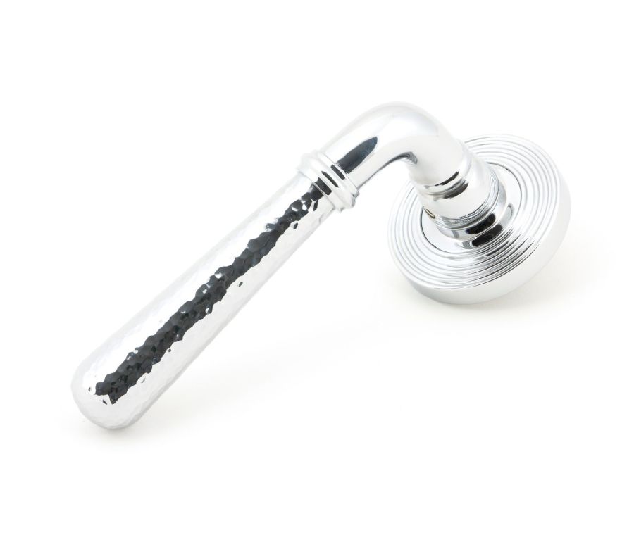 Set Polished Chrome Hammered Newbury Lever on Beehive rose | 46075 | 50043
