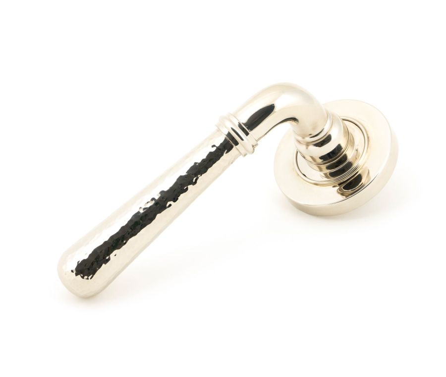 Set Polished Nickel Hammered Newbury Lever on Plain rose | 46077 | 50045