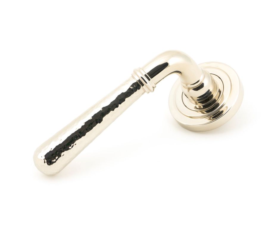 Set Polished Nickel Hammered Newbury Lever on Art Deco rose | 46078 | 50046