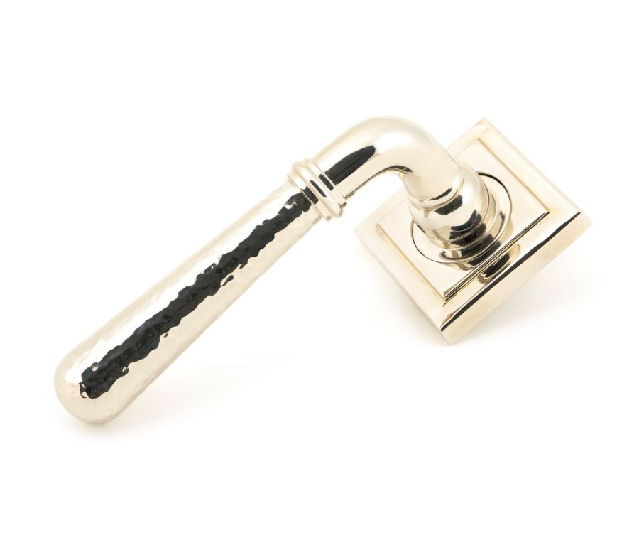 Set Polished Nickel Hammered Newbury Lever on Square rose | 46080| 50048