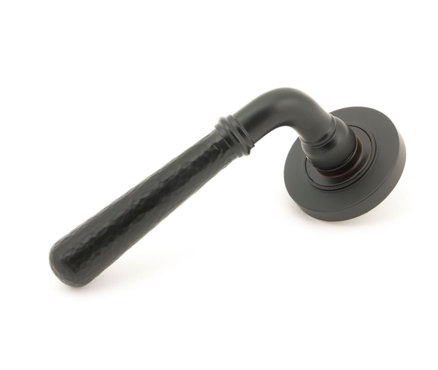 Set Aged Bronze Hammered Newbury Lever on Plain rose | 46081 | 50049