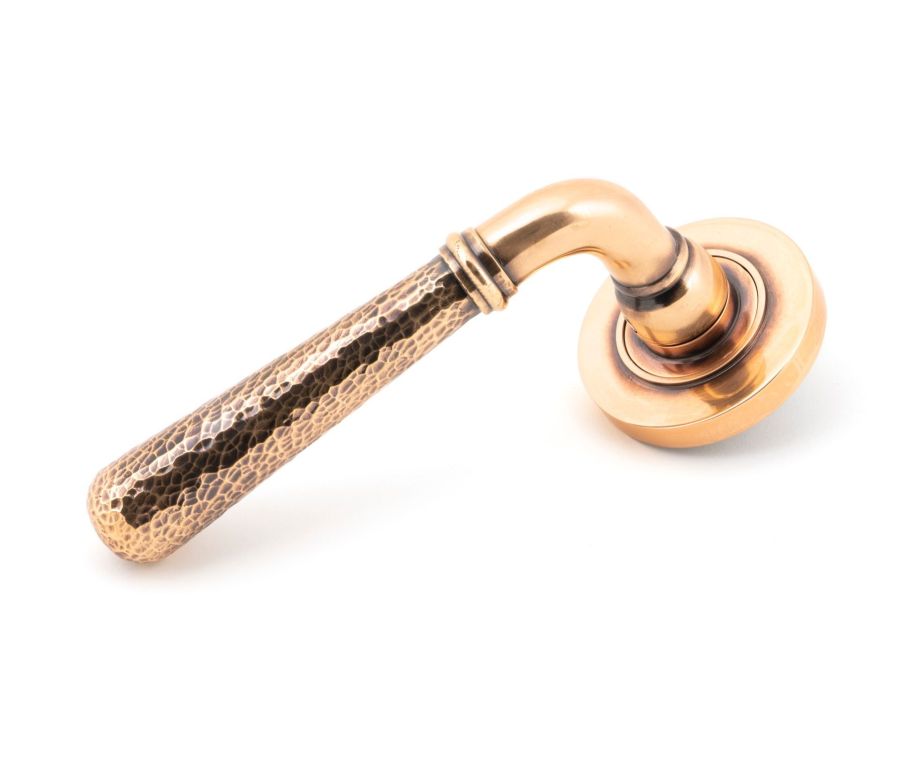 Set Polished Bronze Hammered Newbury Lever on Plain rose | 46085 | 50053