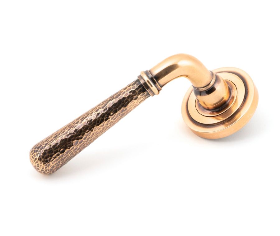 Set Polished Bronze Hammered Newbury Lever on Art Deco rose | 46086 | 50054