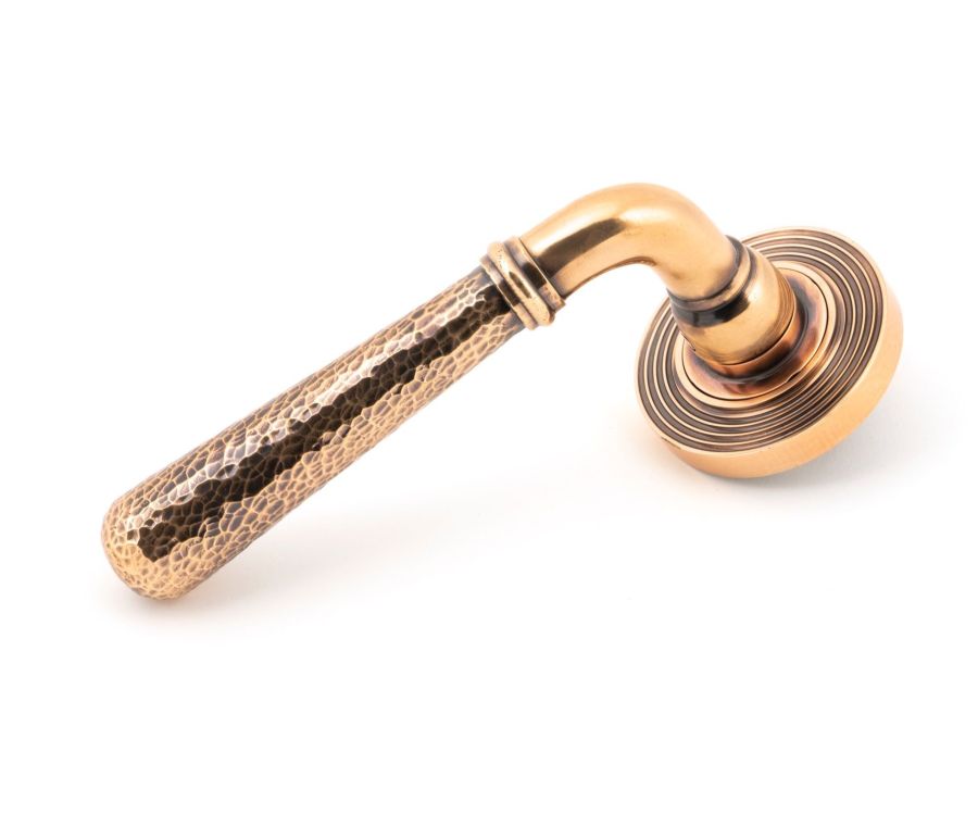 Set Polished Bronze Hammered Newbury Lever on Beehive rose | 46087 | 50055