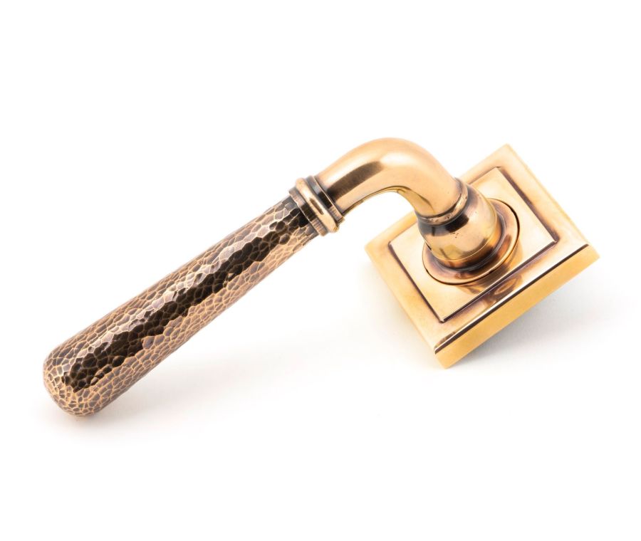 Set Polished Bronze Hammered Newbury Lever on Square rose |  46088 | 50056