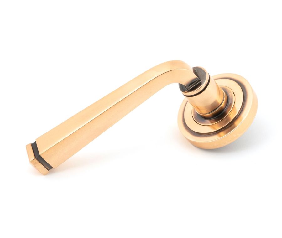 Set Polished Bronze Avon Round Lever on Art Deco rose | 46094 | 50062