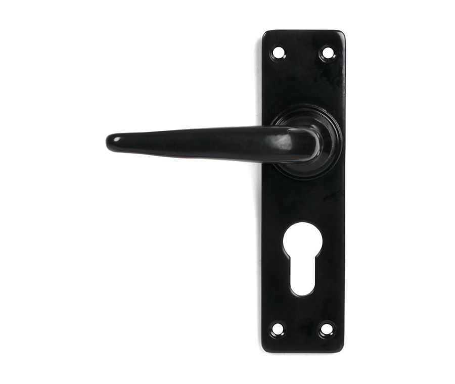 Black Smooth Lever Euro Lock Set | 46577