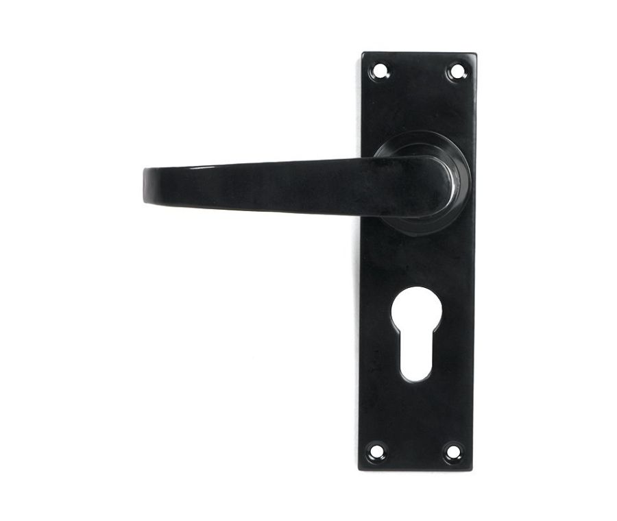 Black Deluxe Lever Euro Lock Set | 46578