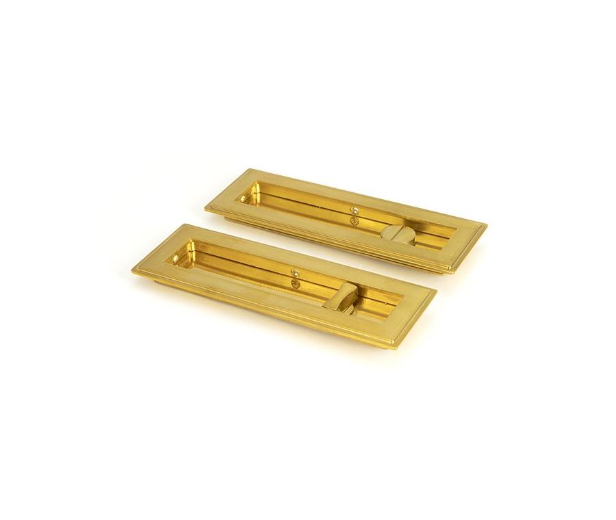 Polished Brass 175mm Art Deco Rectangular Flush Pull - Privacy | 47161