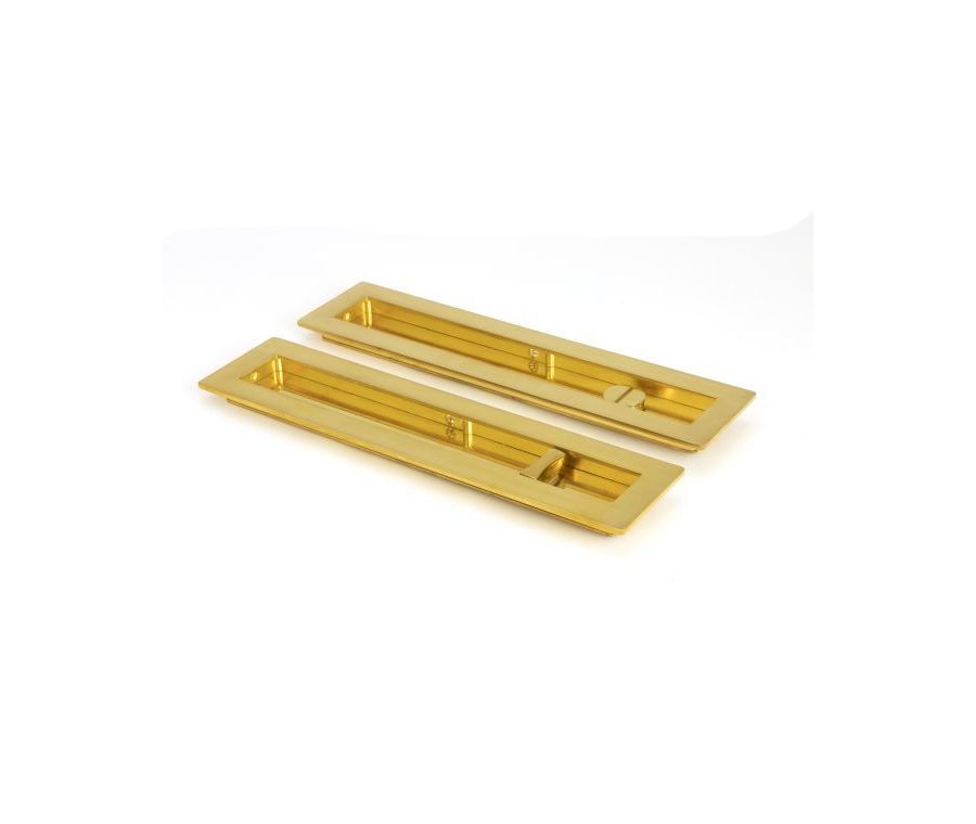 Polished Brass 250mm Plain Rectangular Flush Pull - Privacy | 47164