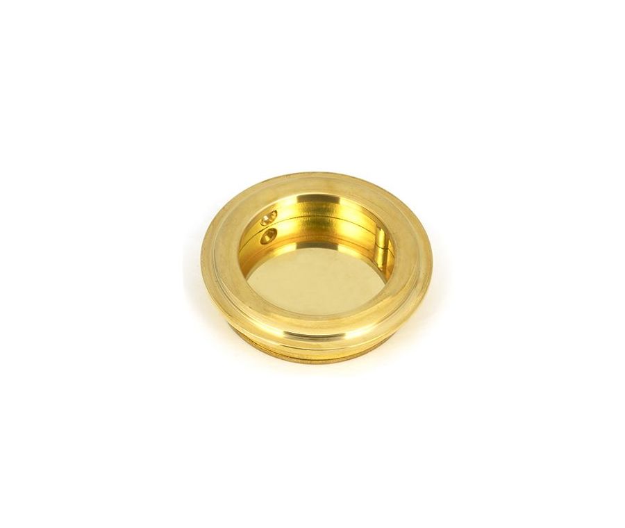 Polished Brass 60mm Art Deco Round Flush Pull Handle | 47165