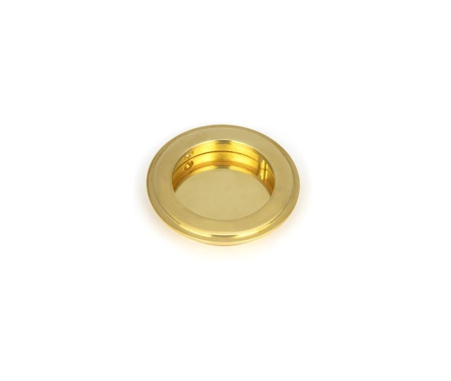 Polished Brass 75mm Art Deco Round Flush Pull Handle | 47166