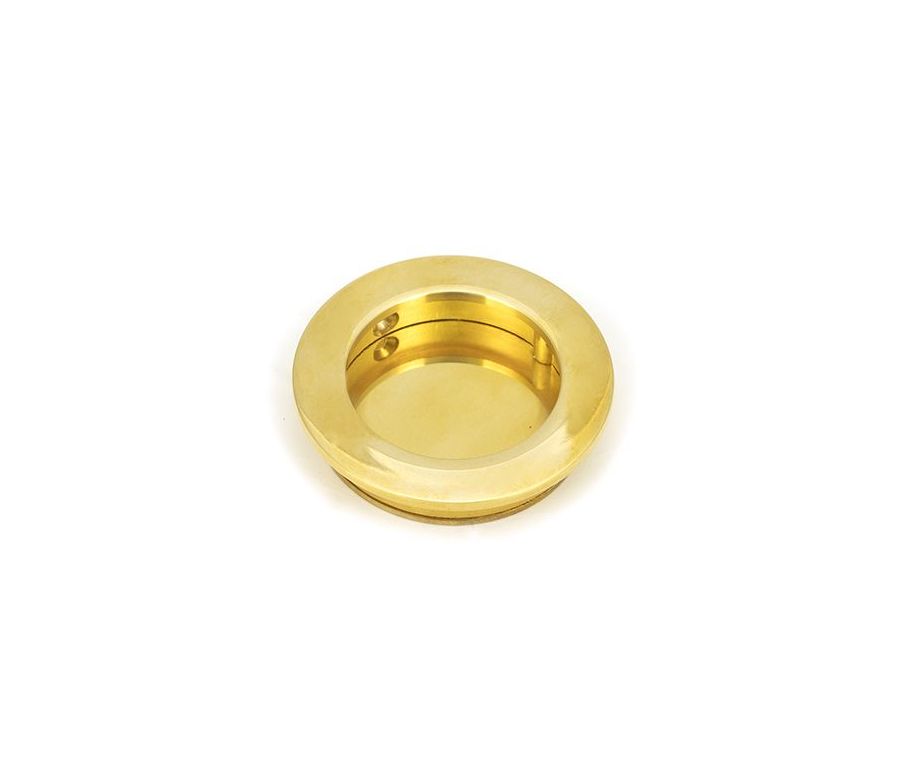Polished Brass 60mm Plain Round Flush Pull Handle | 47167