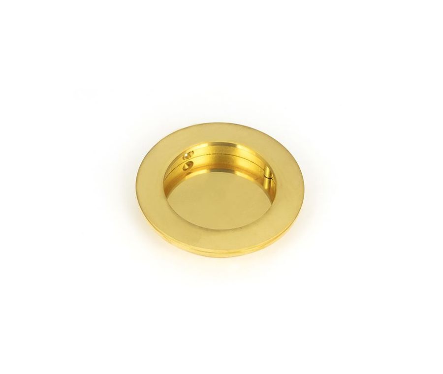 Polished Brass 75mm Plain Round Flush Pull Handle | 47168